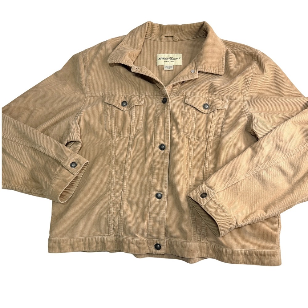 Y2K Eddie Bauer Tan Corduroy Trucker Jacket Womens XXL (2X) Button Front Western